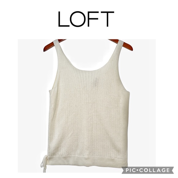 LOFT Tops - Loft cable knit sweater white tank top